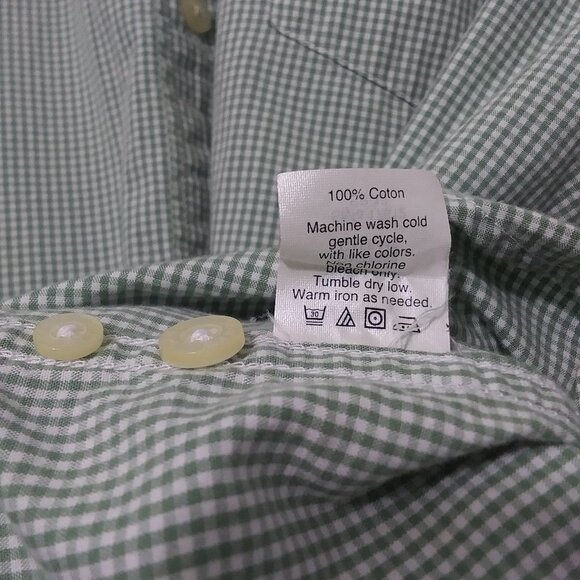 J Crew Factory Mens Green White Small Check Button Down Shirt - Picture 5 of 5